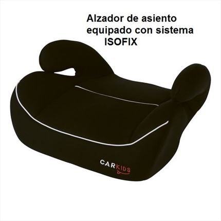 Elevador acolchado con ISOFIX. Con apoyabrazos. Modelo hasta 36kg y 150cm de altura.