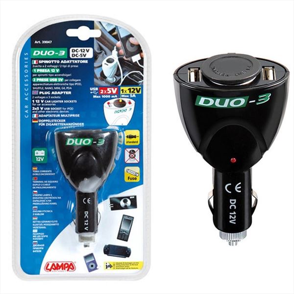 Enchufe Mechero Duo-3 Triple Conexión 12V + 2USB (1)