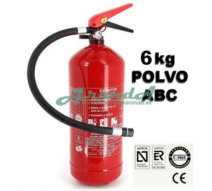 Extintor homologado polvo abc 6 kg + soporte + señal + base PVC