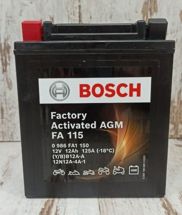 FA115 Bosch Batería AGM Moto 12Ah 125A YB12A-A · Antigua M4F30