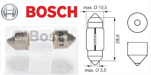 Festoon T10W Bosch Lámpara 12V 10W (Plafón Corto) (1)