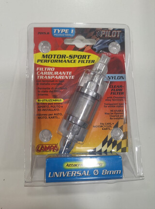 Filtro combustible Pilot · Vehículos competición · Unicersal Ø 8 mm