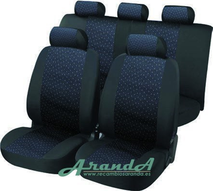 Juego Fundas Asiento. Diseño Annecy. Negro con motas blancas