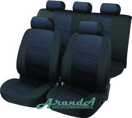 Juego Fundas Asiento. Diseño Annecy. Negro con motas blancas