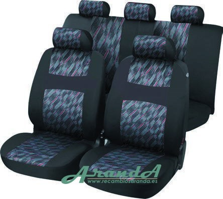Juego Fundas Asiento. Diseño Classic Lyon. Negro+Pincel