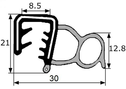 GP003 · 30x21mm Goma Estanqueidad Doble de Puerta Lateral · Caucho EPDM (2)