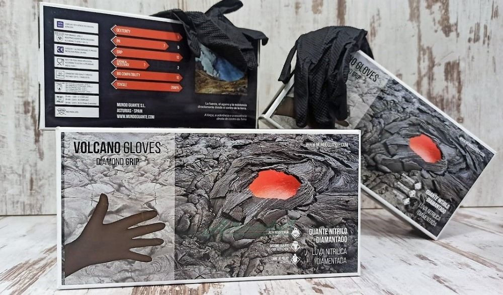 Guantes Nitrilo Diamantado Negro · Reutilizables · Caja 50 uds