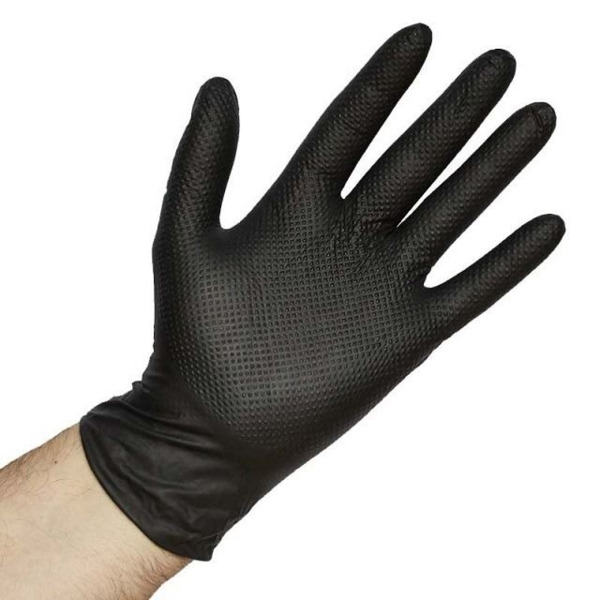 Guantes Nitrilo Diamantado Negro · Reutilizables · Caja 50 uds (5)