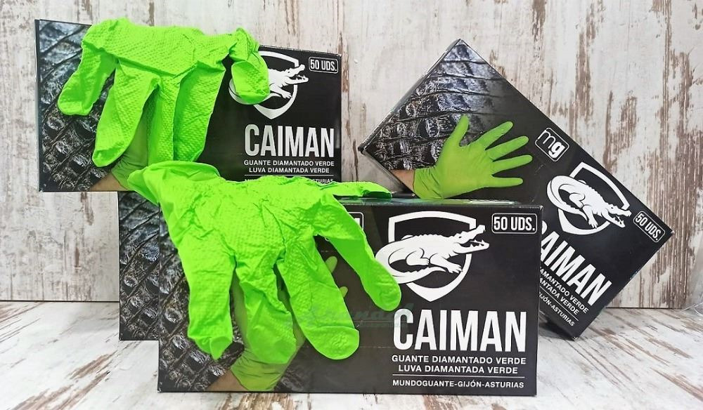 Guantes Nitrilo Diamantado Verde · Reutilizables · Caja 50 uds