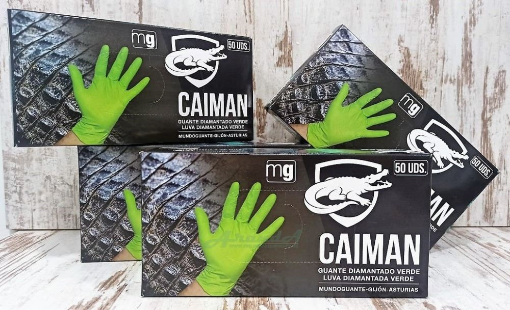 Guantes Nitrilo Diamantado Verde · Reutilizables · Caja 50 uds