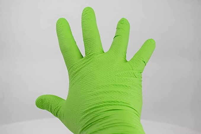 Guantes Nitrilo Diamantados Verdes Extrafuertes