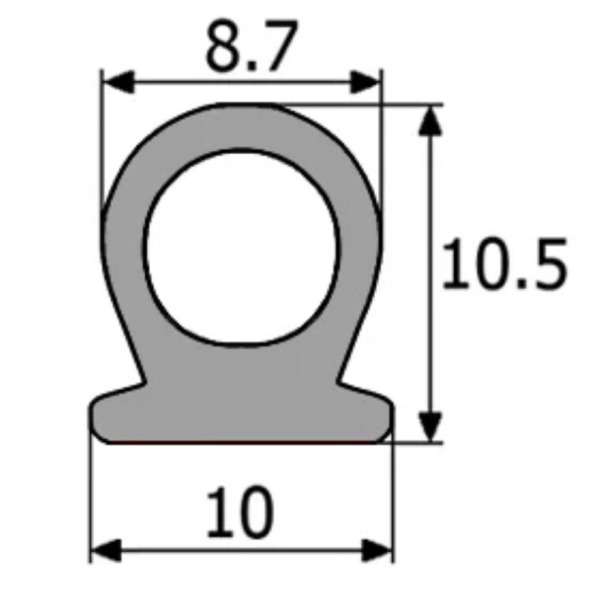 GV001N/GV034 · 10x10,5mm Perfil Esponjoso con/sin Adhesivo · Caucho EPDM Flexible (1)
