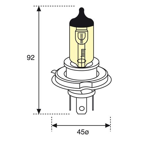 H4 Lámpara Amarilla Halógena 12V 60/55W (4)