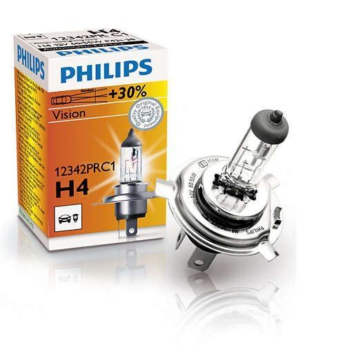 H4 Philips Premium Lámpara Vision +30% 12V 60/55W