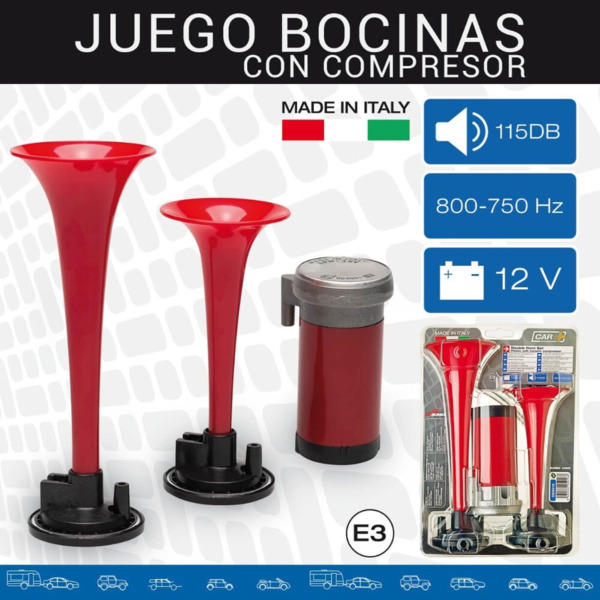 Juego bocinas con compresor metal · Universales 12V/15amps (1)