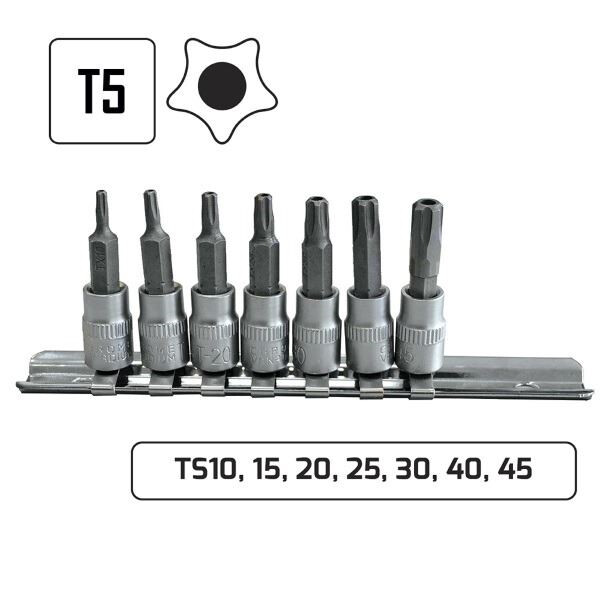 Juego de 7 puntas TS 5 Caras Inviolable de 1/4" (1)