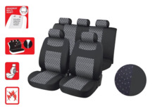 Juego Fundas Asiento. Diseño Annecy. Negro con motas blancas