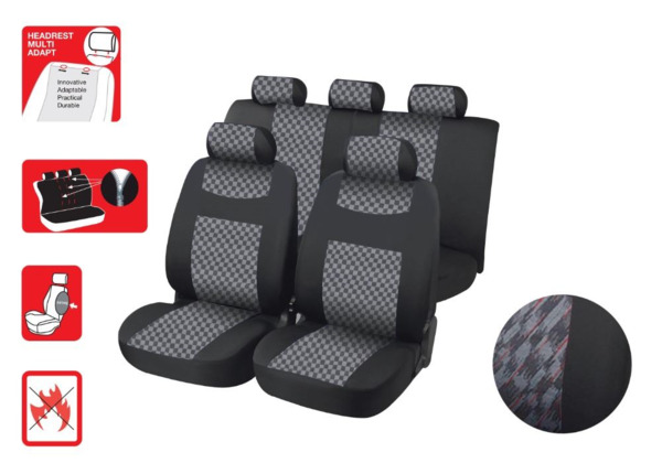 Juego Fundas Asiento. Diseño Classic Lyon. Negro+Pincel