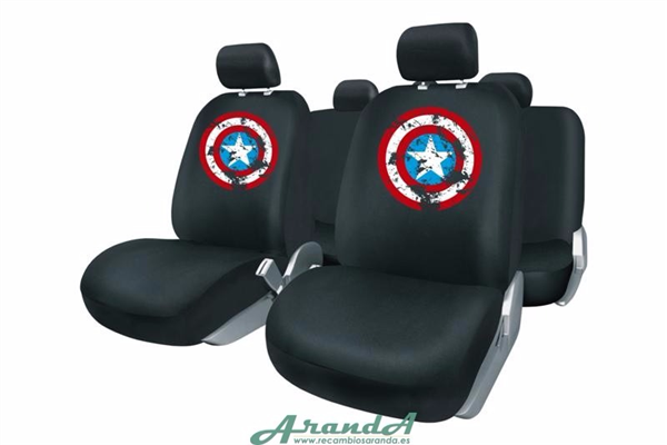 Juego Fundas de Asiento Negro Capitán América (1)