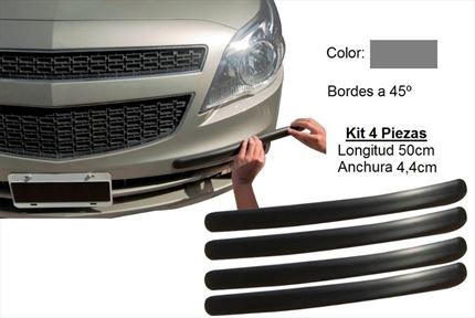 Kit 4 Protectores Adhesivos de Paragolpes 44x5mm · Color Gris · Longitud 50cm