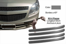 Kit 4 Protectores Adhesivos de Paragolpes 44x5mm · Color Gris · Longitud 50cm