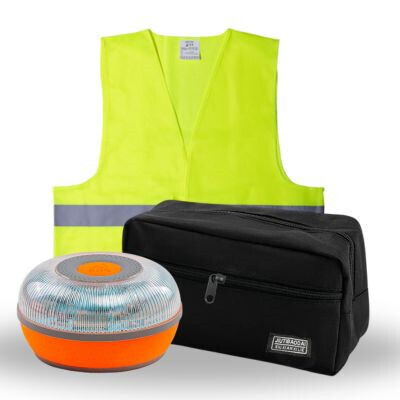 Kit emergencia · Baliza SOSconectada + chaleco reflectante