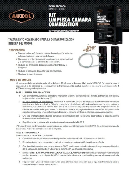 Kit Limpieza Cámara Combustión Auxol (Espuma Activa + Neutralizador) (2)