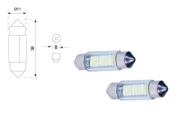 Lámparas LED "Canbus" Plafonier 12V (Blíster 2 Unidades)