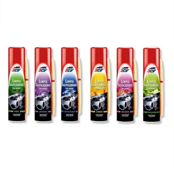 Limpia Salpicaderos 3CV + Gamuza. Varios Aromas · Spray 520ml (1)