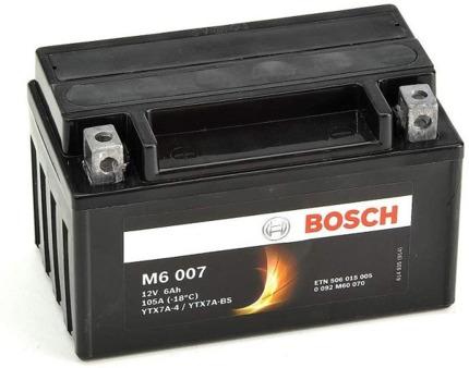 M6007 Bosch Batería Moto AGM 6Ah 105A
