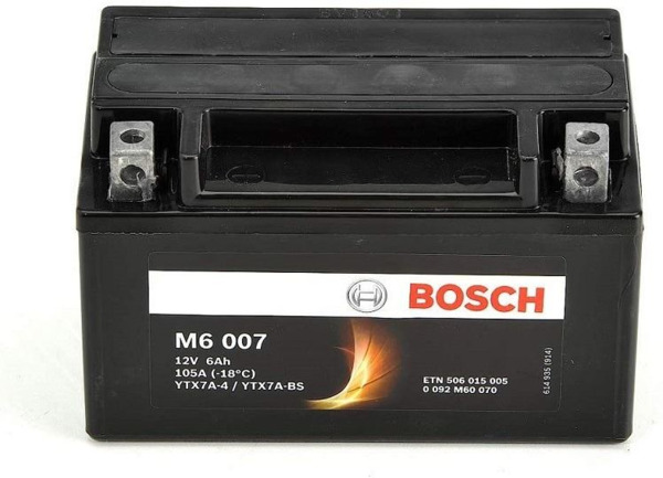 M6007 = FA108 Bosch Batería Moto AGM 6Ah 105A (1)