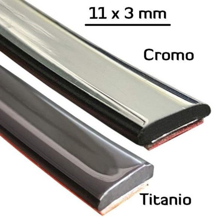 11x3mm Moldura Adhesiva Decorativa · Colores Cromo / Titanio