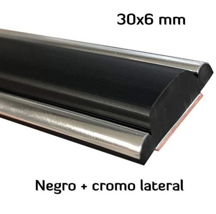 30x6mm Moldura adhesiva · Color negro + cromado