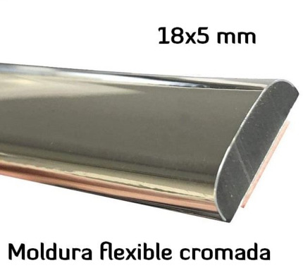 18x5mm Moldura adhesiva Cromada. Flexible y brillante