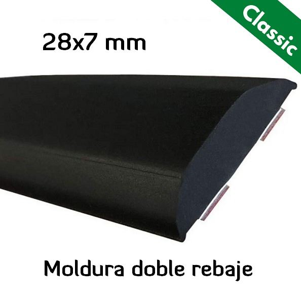 MA035 · 28x7mm Moldura Adhesiva Negra · Estilo Clásico