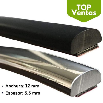 12x5,5mm Moldura adhesiva flexible · Color negro / cromado