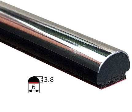 6x3,8mm Moldura Adhesiva Flexible · Color Cromado