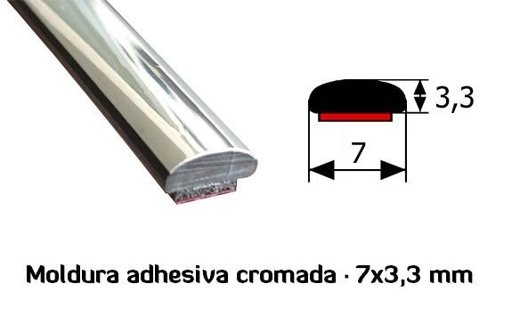 MA041 · 7x3,3mm Moldura Adhesiva Flexible · Color Cromado