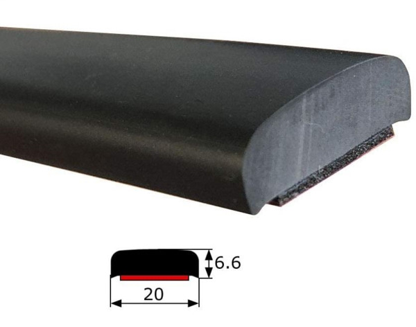 MA042 · 20x6,6mm Moldura Adhesiva Plana · Color Negro