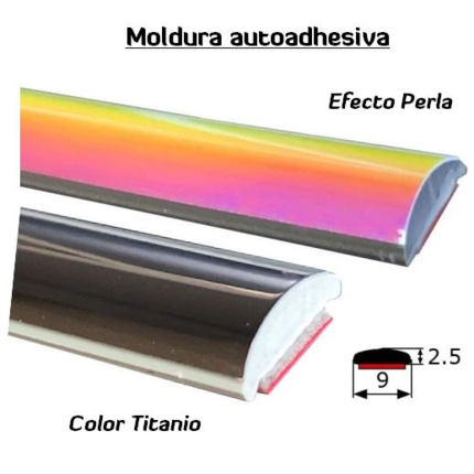 9x2,5mm Moldura decorativa adhesiva · Efecto Perla / Titanio