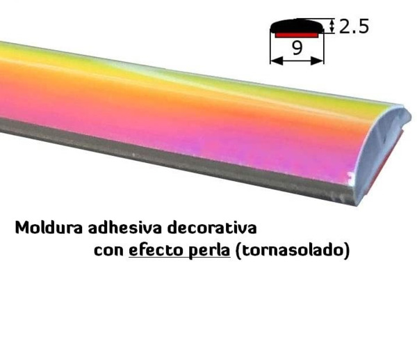 MA044/5 · 9x2,5mm Moldura decorativa adhesiva · Efecto Perla / Titanio (1)