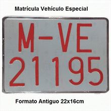 Matrícula Vehículo Especial Antigua · Aluminio 220x160mm