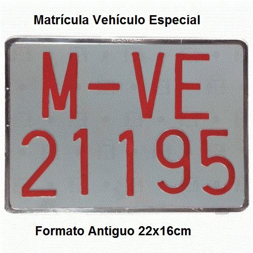 Matrícula Vehículo Especial Antigua · Aluminio 220x160mm