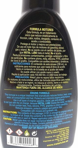 Metal Lube Tratamiento Antifricción · Fórmula Motores 236ml (2)