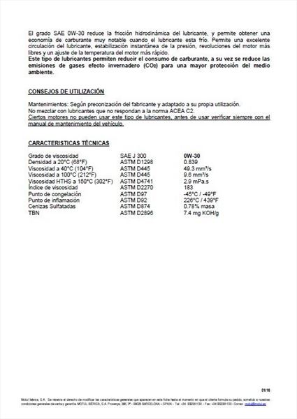 Motul 0W30 8100 Eco-Clean C2 · Nueva Fórmula · 5 Litros (1)