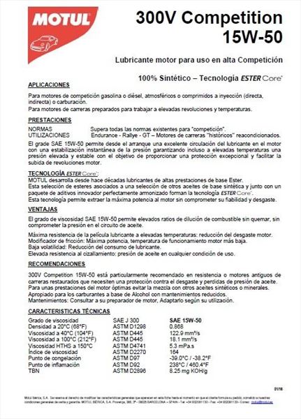 Motul 300V 15W50 · Aceite Competición (1)