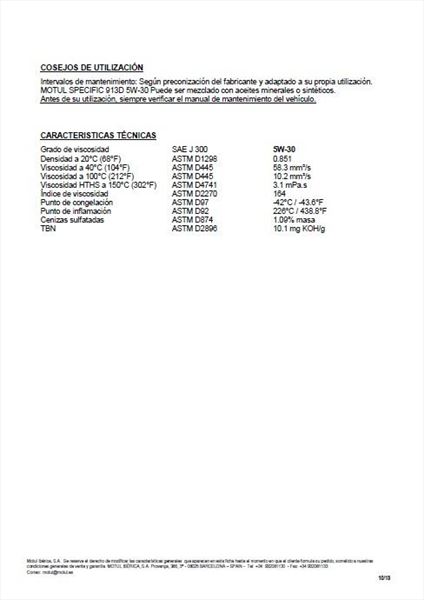 Motul 5W30 Specific Ford 913D · 5 Litros (2)