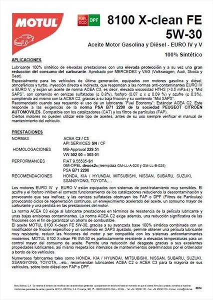 Motul 5W30 8100 X-Clean FE C2 C3 · Nueva Fórmula · 5 Litros (2)