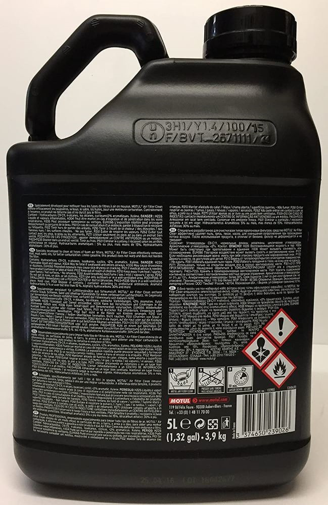 Motul A1 Air Filter Clean · Limpiador de Filtros de Espuma · 5 litros