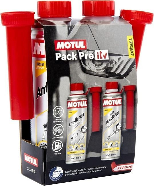 Motul Pack Pre-ITV Diésel · Limpiador Sistema Inyección y Antihumos